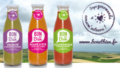 Trois bouteilles de soupe Bon et Bien Mc Cain